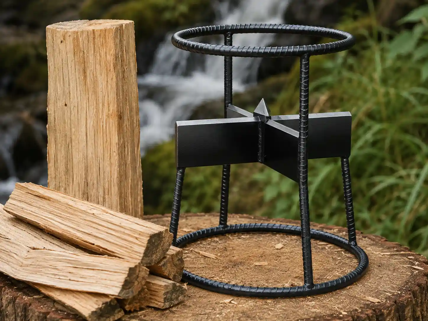 Gravity-assisted firewood splitter reviewed before tooling